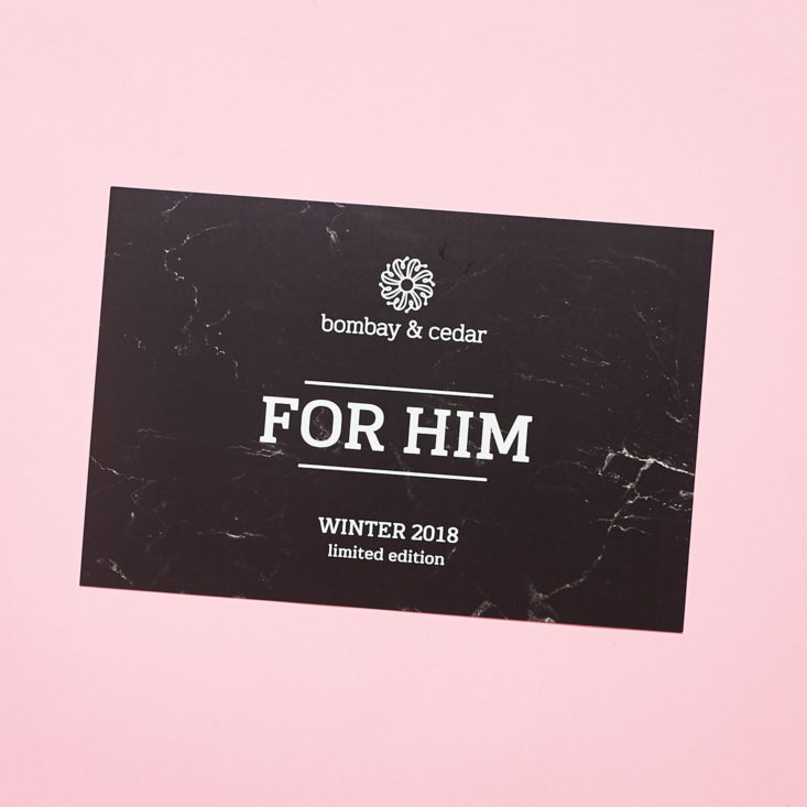 Bombay and Cedar For Him Winter card