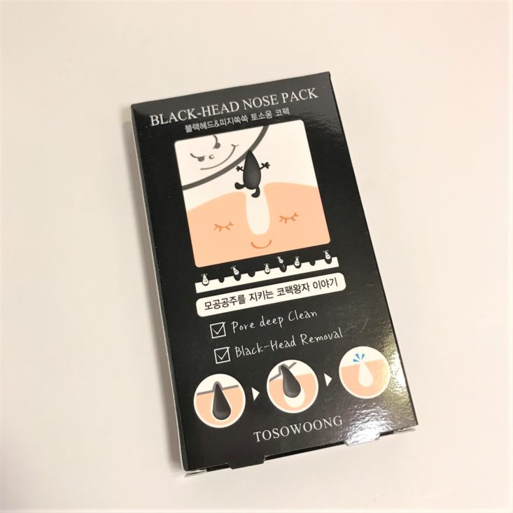 BomiBox K-Beauty December 2018 - Tosowoong Blackhead & Sebum Out Nose Pack Front Top