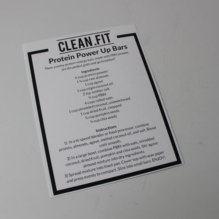 Clean Fit Box January 2019 - Recipe