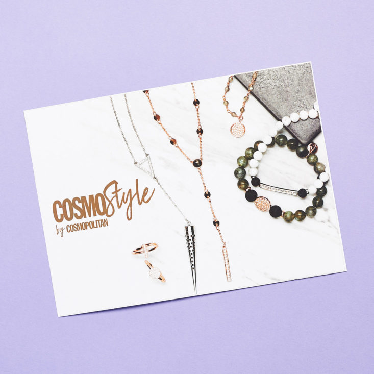 Cosmo Box January 2019 jewelry card