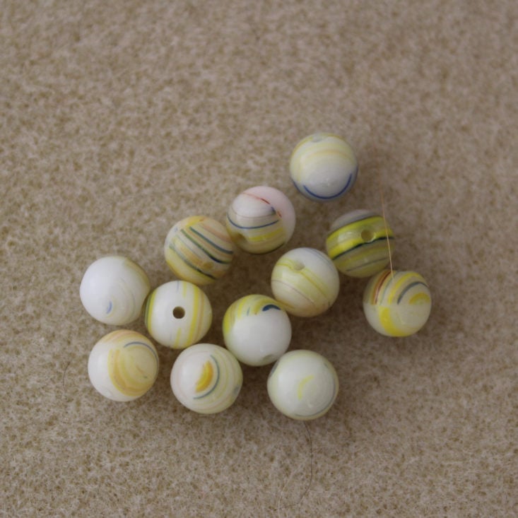 Dollar Bead Box January 2019 - 6mm Vintage German Glass Round In Opaque White With Yellow And Blue Top