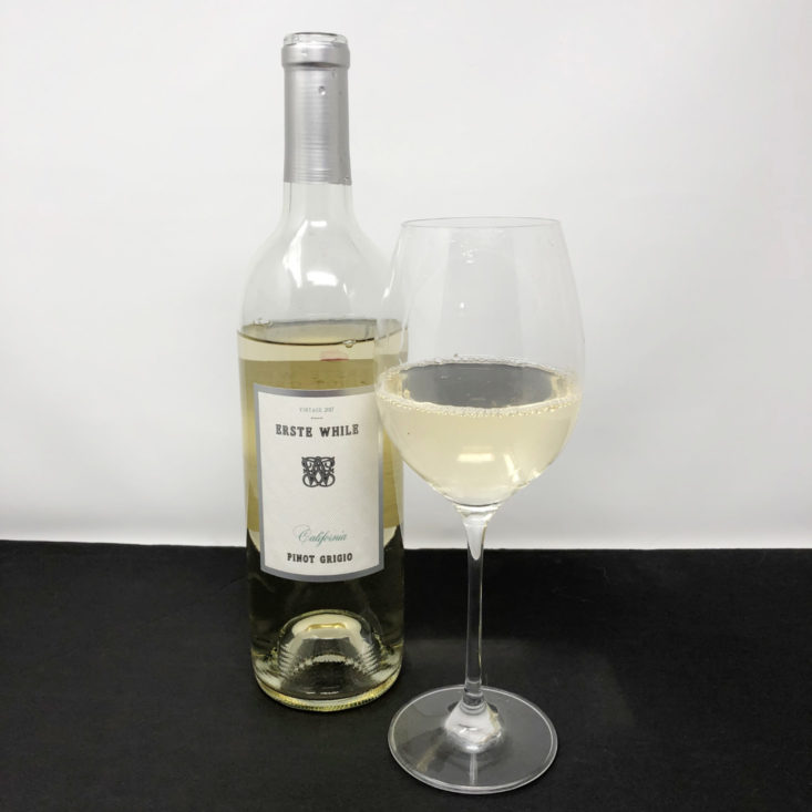 Firstleaf Wine Subscription Review January 2019 - Erste While Pinot Grigio (California) In Glass Front