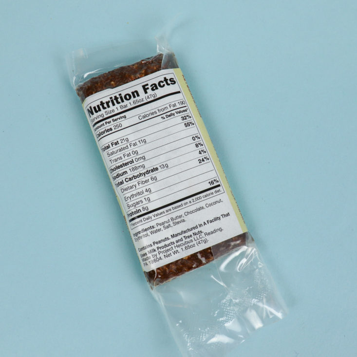 Keto Bars Chocolate Peanut Butter package back