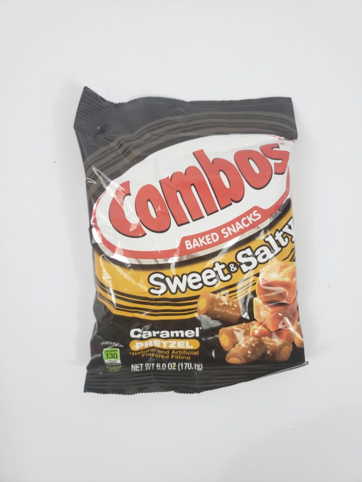 MONTHLY BOX OF FOOD AND SNACK REVIEW – January 2019 - Combos Sweet & Salty Caramel Pretzel Front