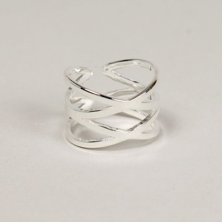 silver criss cross ring front
