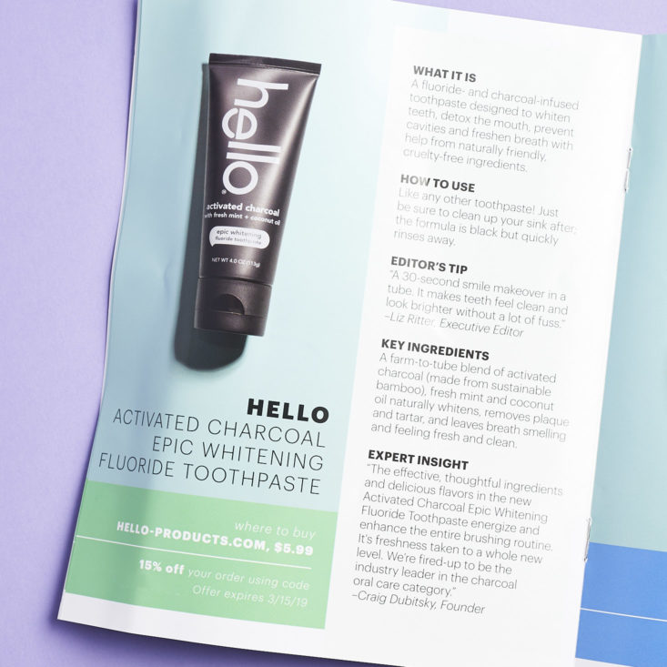 New Beauty Test Tube booklet toothpaste