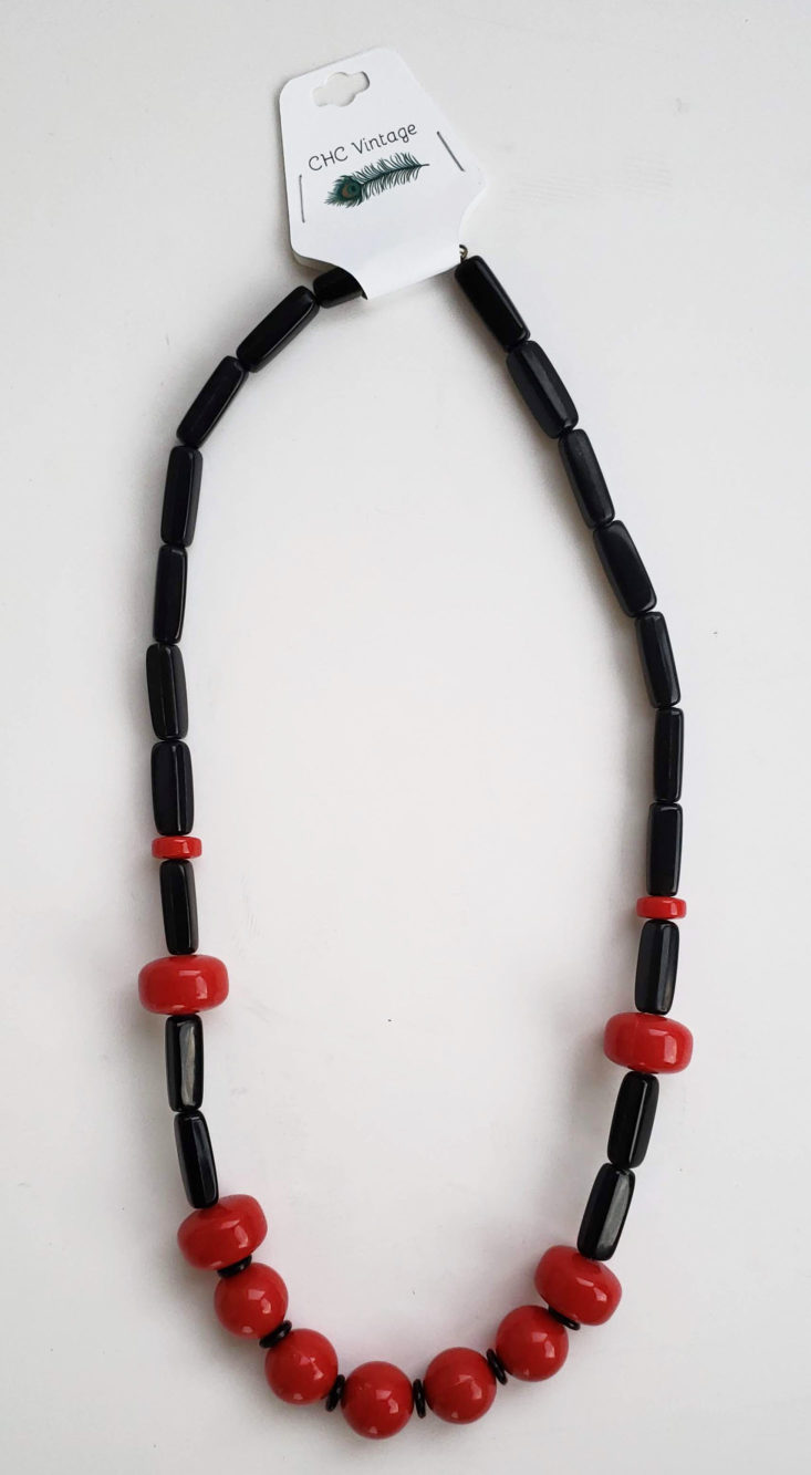 Oct CHC October 2018 - Black and Red Beaded Necklace Top View