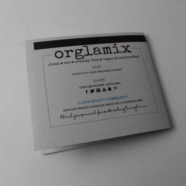 Orglamix January 2019 - Booklet Back
