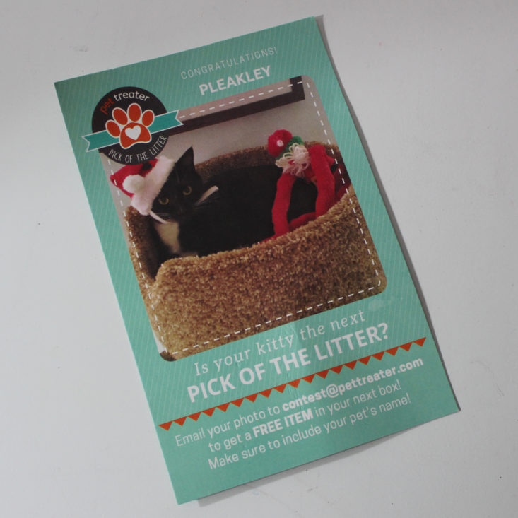 Pet Treater Cat Pack January 2019 - Booklet Back Top