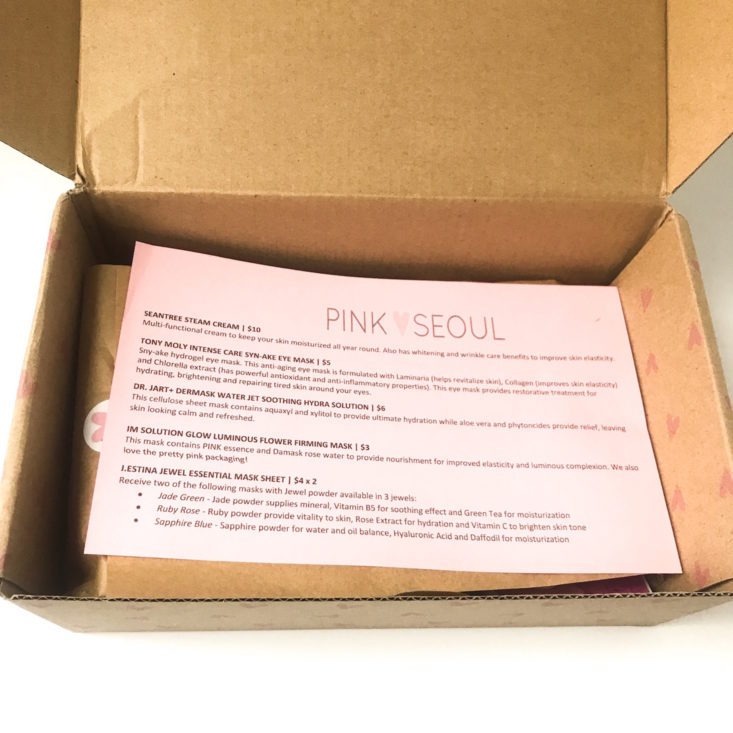 PinkSeoul Mask Box December 2018 - Open Box 1