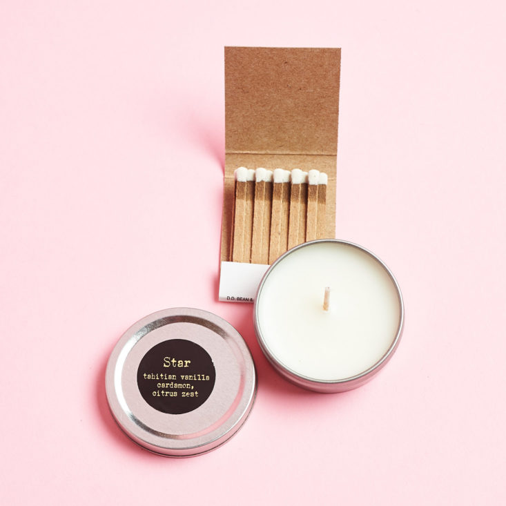 Postmarkd Studio January 2019 mini candle with matches