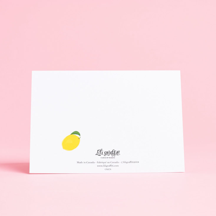 Postmarkd Studio January 2019 lemon pie card back