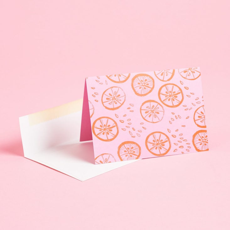 Postmarkd Studio January 2019 pin orange card
