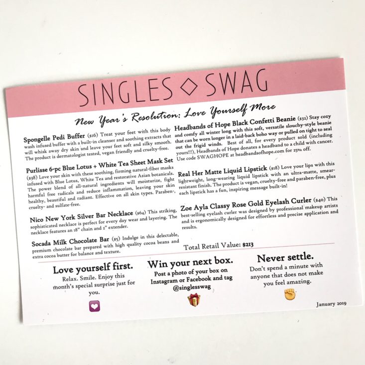 SinglesSwag January 2019 - Info Card