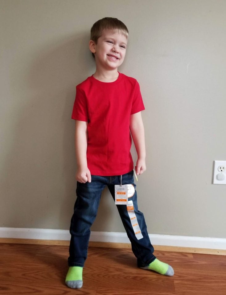 Stitch Fix Boys January 2019 red tee and jeans modeled