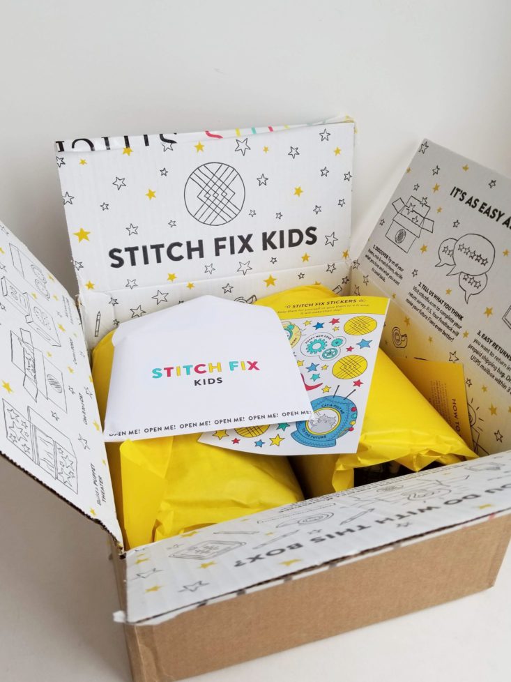 Stitch Fix Kids Boy February 2019 inside box