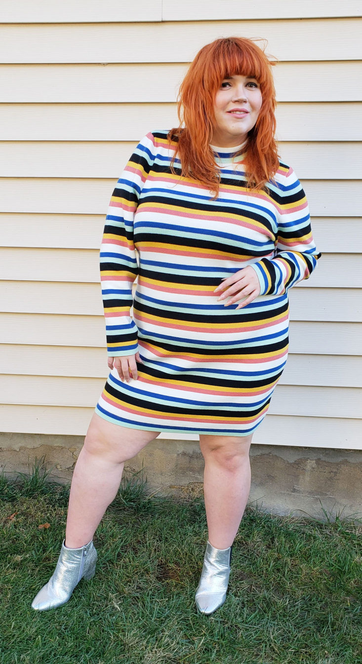 Trunk Club Plus Size Subscription Box Review November 2018 - Stripe Rib Sweater Dress by BP 2 Front