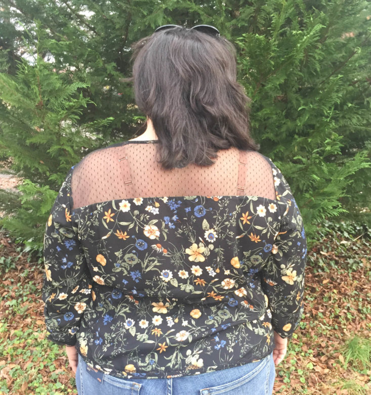 Wantable Style Edit Subscription Review December 2018 - Long Sleeve Wrap Top with Mesh Yoke by DEX Back