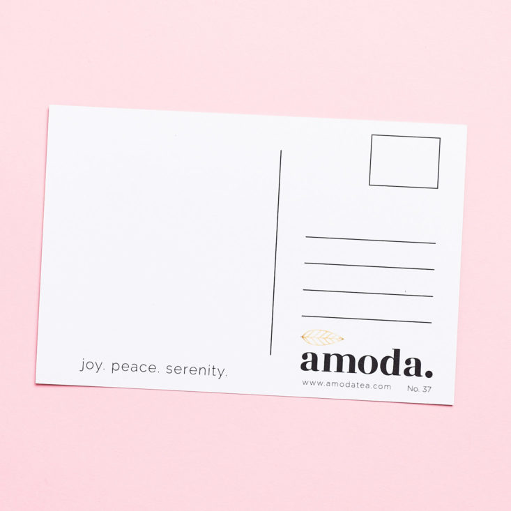 Amoda February 2019 postcard back