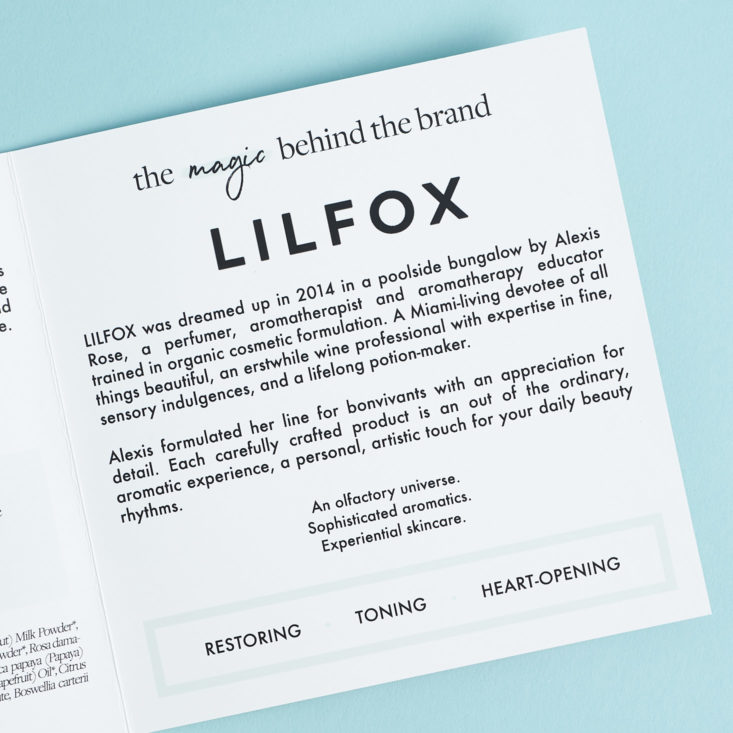 Art of Organics Clean Beauty Box February 2019 featured brand lilifox