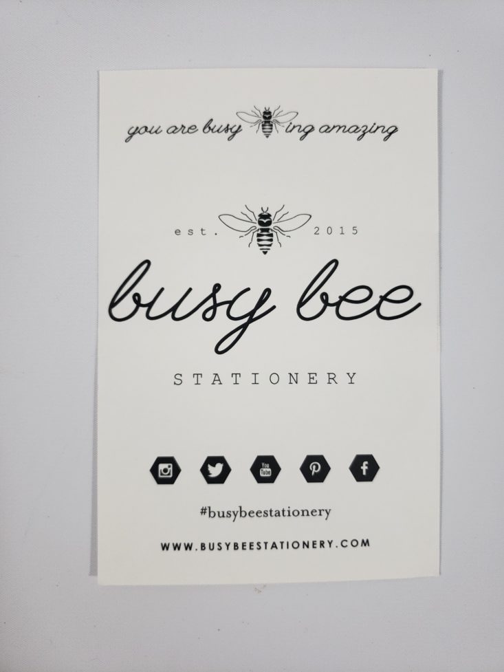 BUSY BEE STATIONERY Subscription Box February 2019 - Theme Back