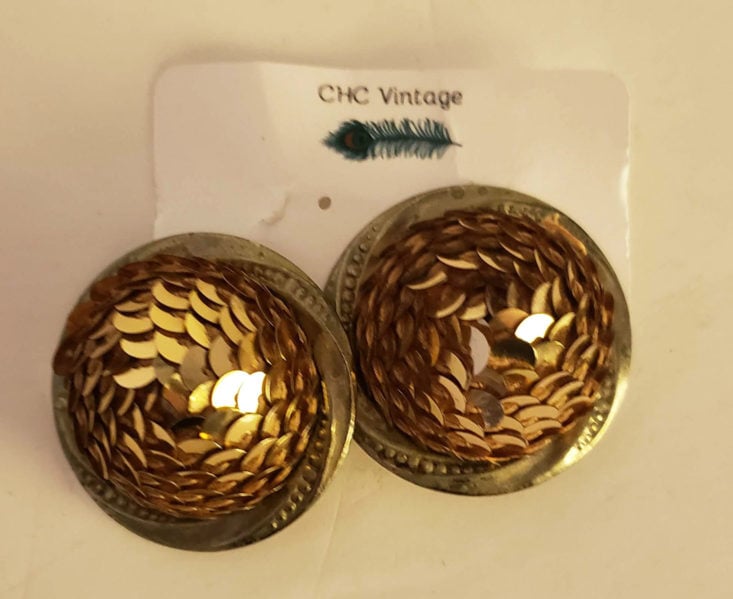 Crazy Hot Clothes Vintage Accessory November 2018 Subscription Box - Glitzy Gold Sequin Dome Earrings