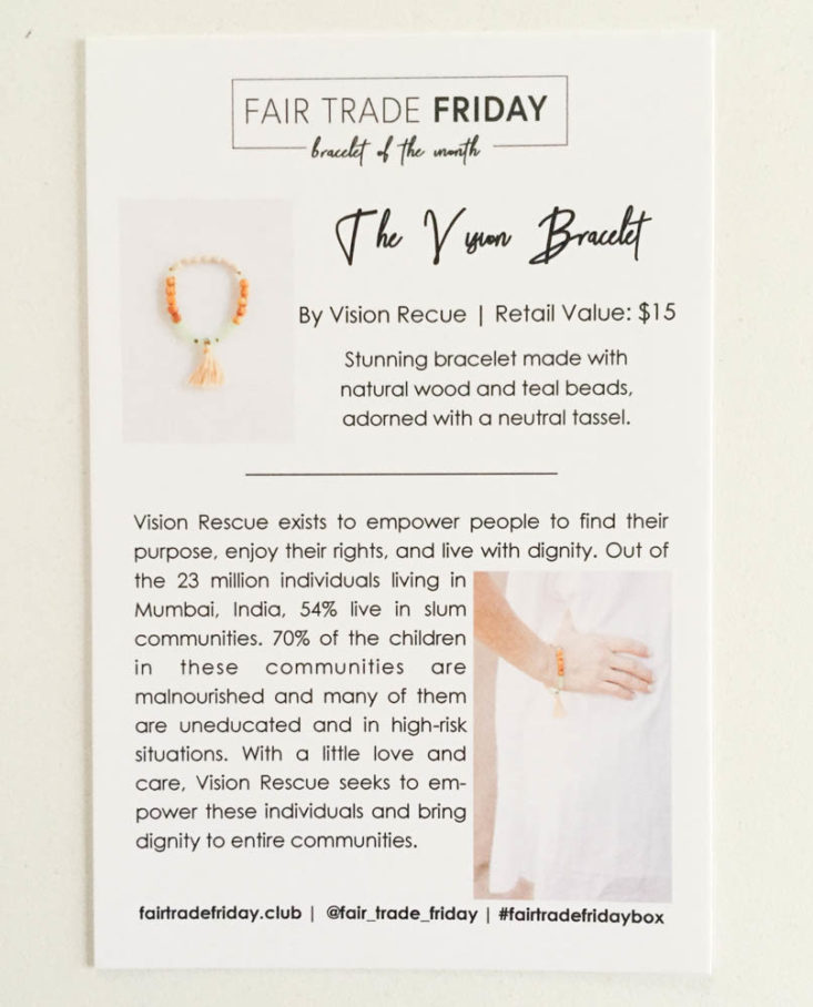 Fair Trade Friday Bracelet Of The Month February 2019 - Booklet