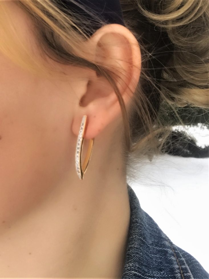 Jewelry Subscription February 2019 - Gold And Gemstone Earrings Wearing Side