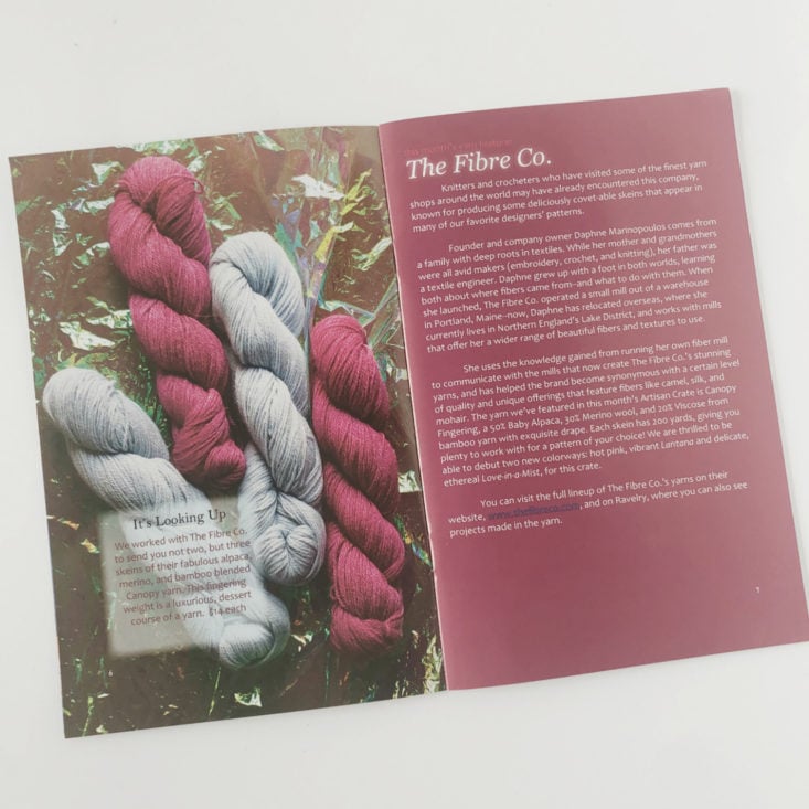 KnitCrate Artisan Review February 2019 - Yarn Info Pages