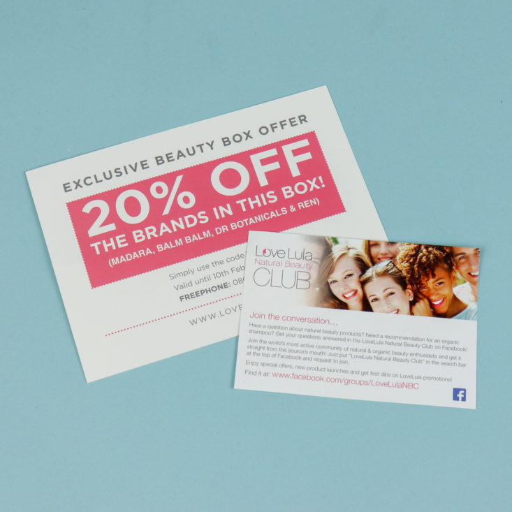 info cards back with coupon