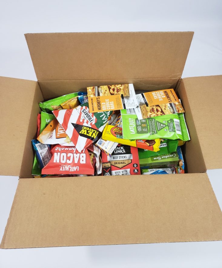 MONTHLY BOX OF FOOD AND SNACK February 2019 - Box Opened Top