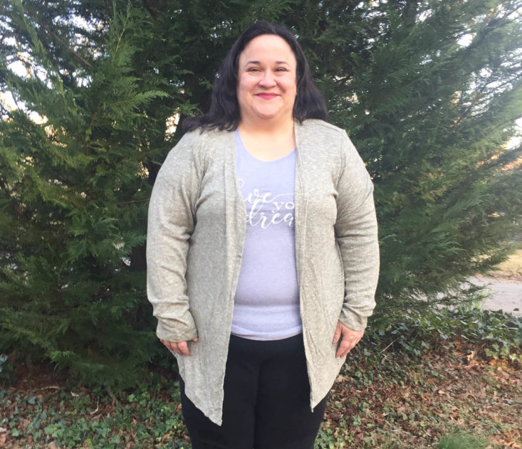 My Fashion Crate January 2019 - Soft Open Knit Cardigan With Women Front View
