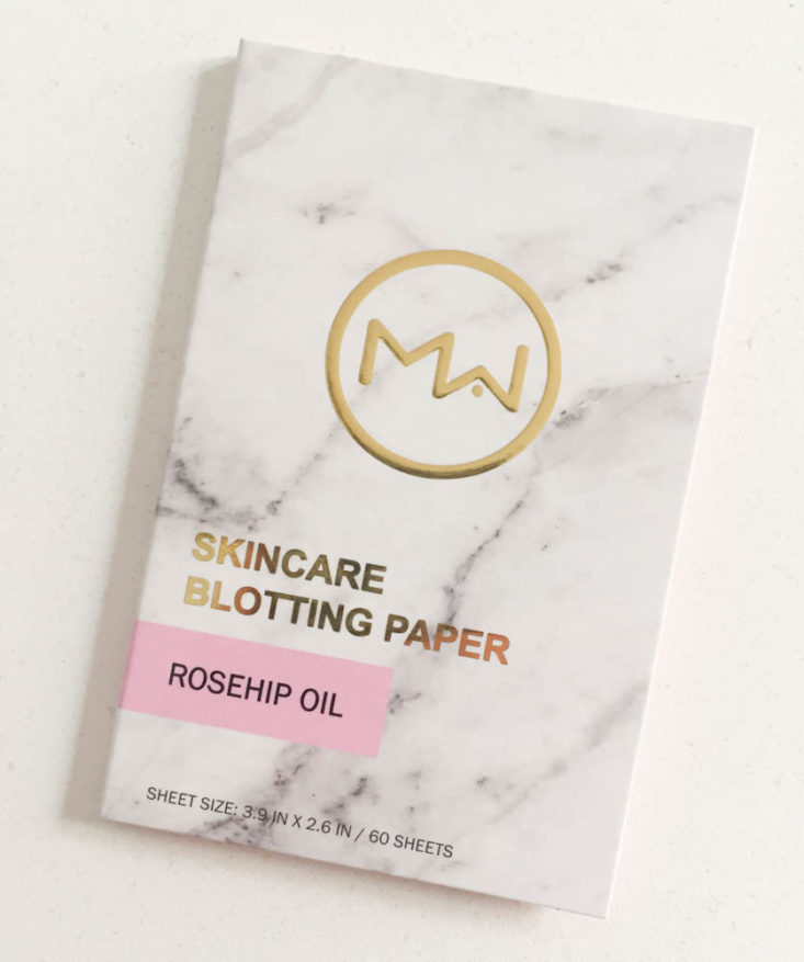 My Fashion Crate Subscription Review February 2019 - Mai Couture Rose Hip Oil Blotting Papers Front Top