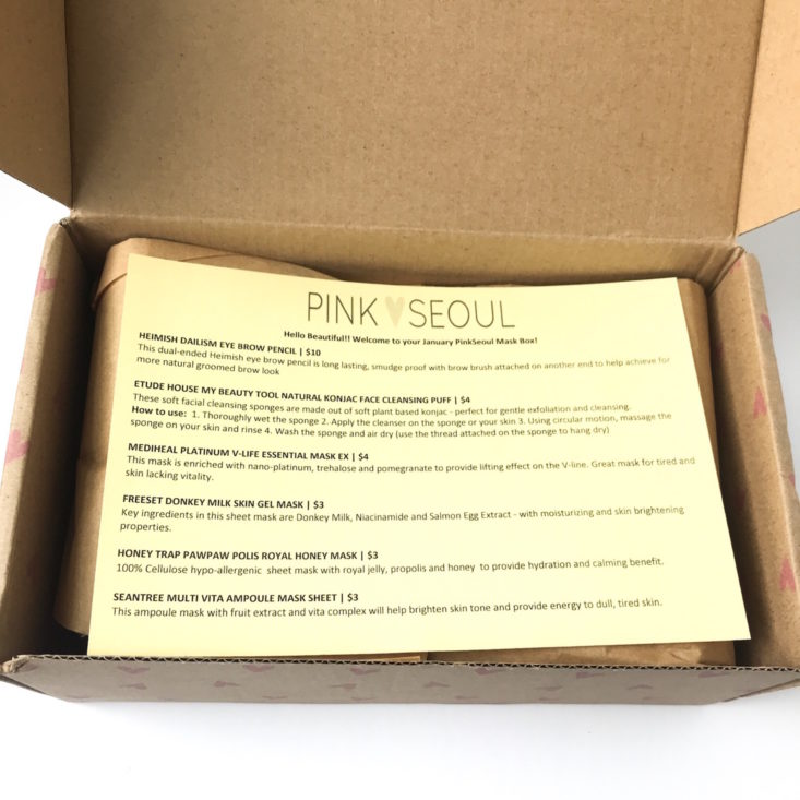 PinkSeoul Mask Box January 2019 - Box Open Top 1