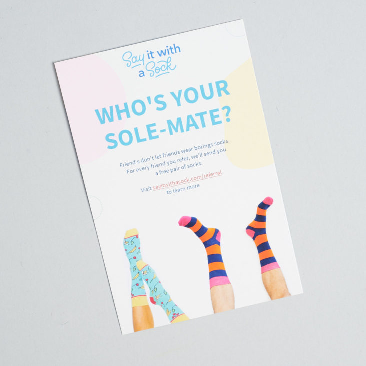 Say It With A Sock Mens January 2019 info card