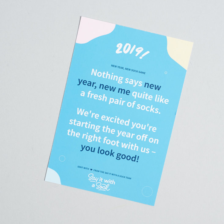 Say It With A Sock Mens January 2019 new year card