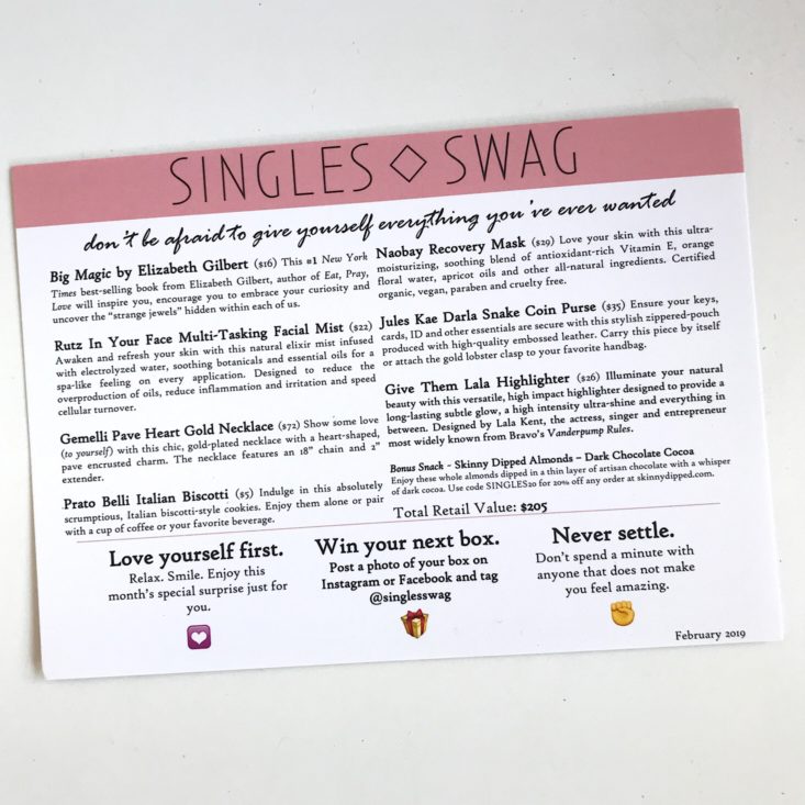 SinglesSwag February 2019 - Info Card