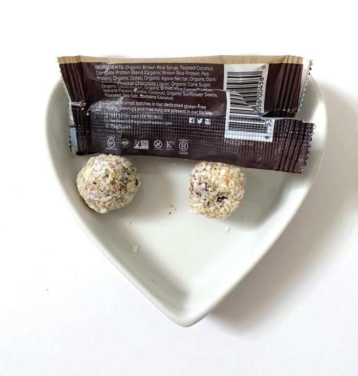 SnackSack Gluten Free Box Review February 2019 - The Gluten Free Bar Twin Bites In Plate Top