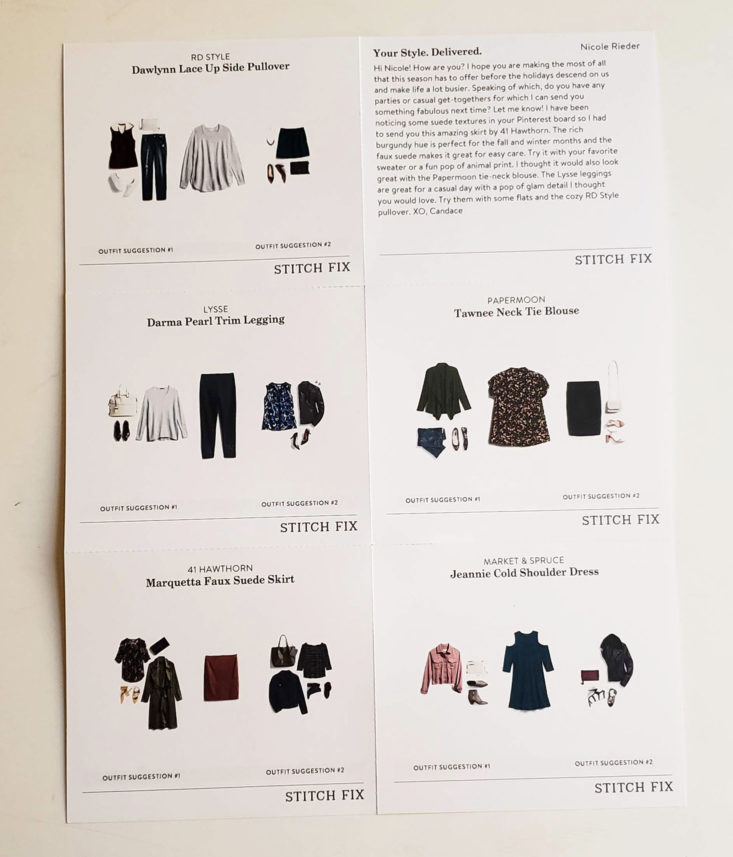 Stitch Fix Plus Size Clothing Box Review December 2018 - Handy Information Sheet Top