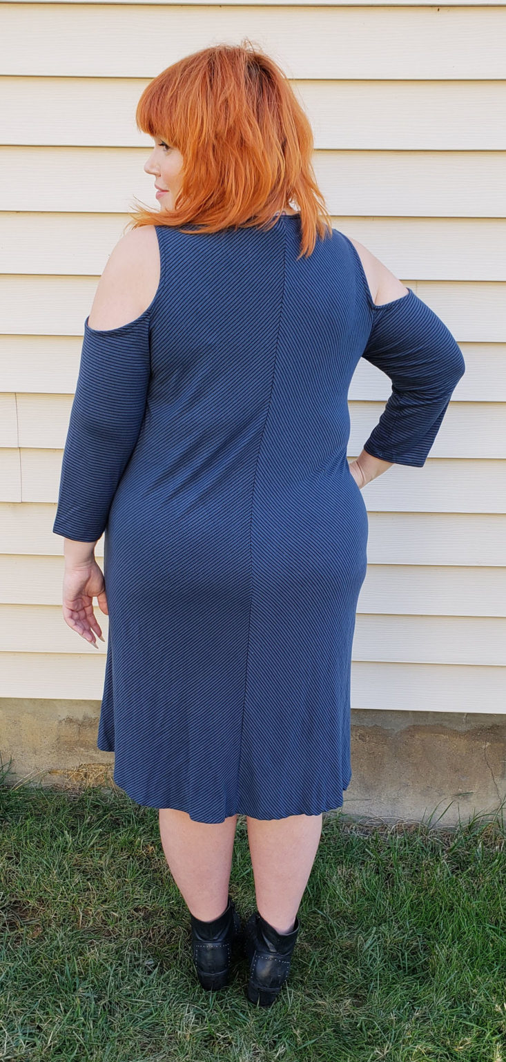 Stitch Fix Plus Size Clothing Box Review December 2018 - Jeannie Cold Shoulder Dress by Market Spruce Size 2x Onn Pose 5 Back