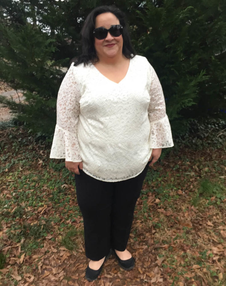 Wantable Style Edit Box January 2019 - Lauren Lace Top By Kiyonna Wearing Front