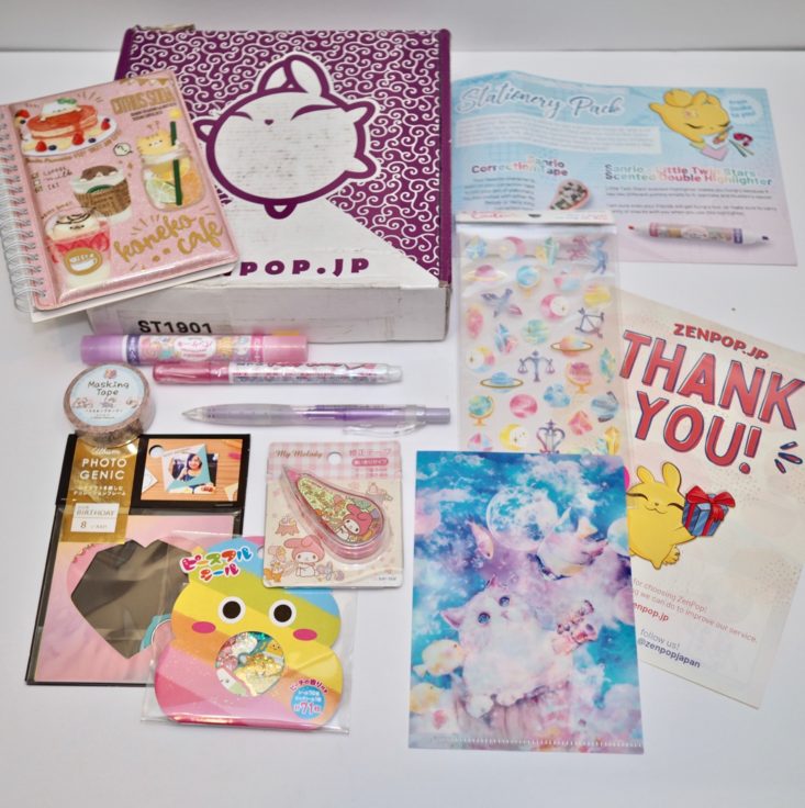 ZenPop Stationery Box January 2019 - All contents Top