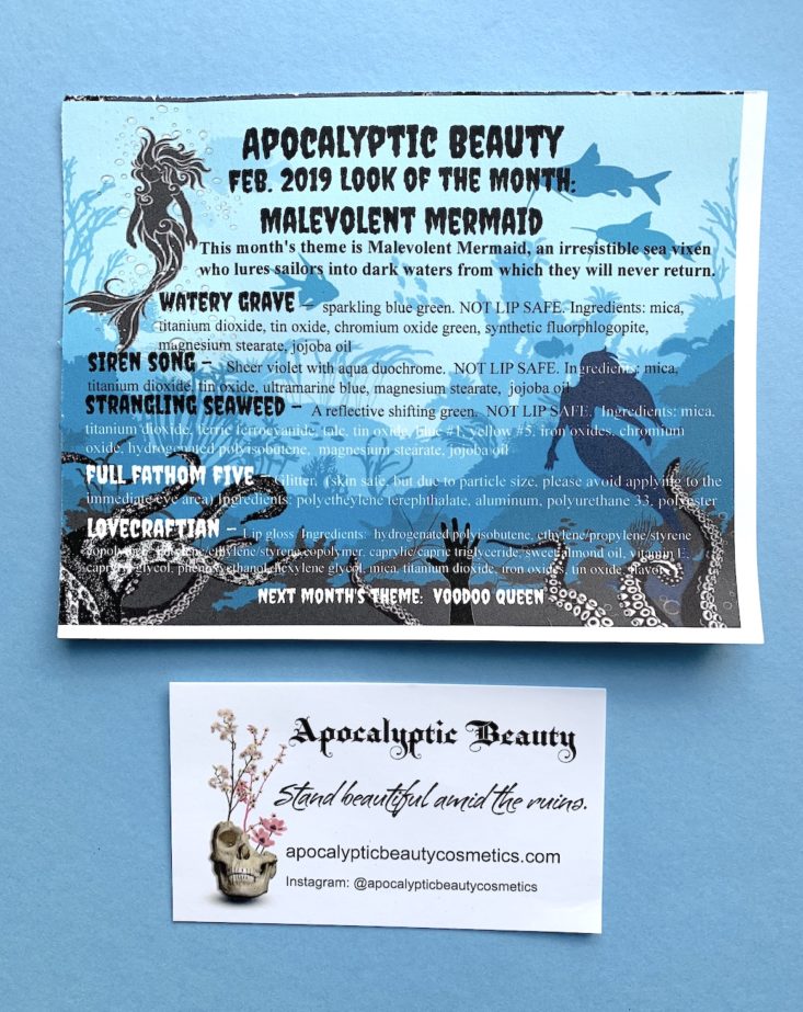 Apocalyptic Beauty Review February 2019 - Information Card Top