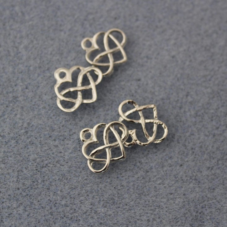Blueberry Cove Beads March 2019 - Goldtone InfinityHeart Charms Front