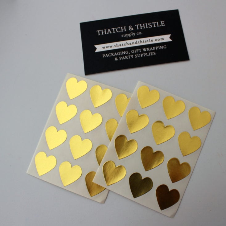 Box of Happies February 2019 - Thatch and Thistle Gold Heart Sticker Set Front