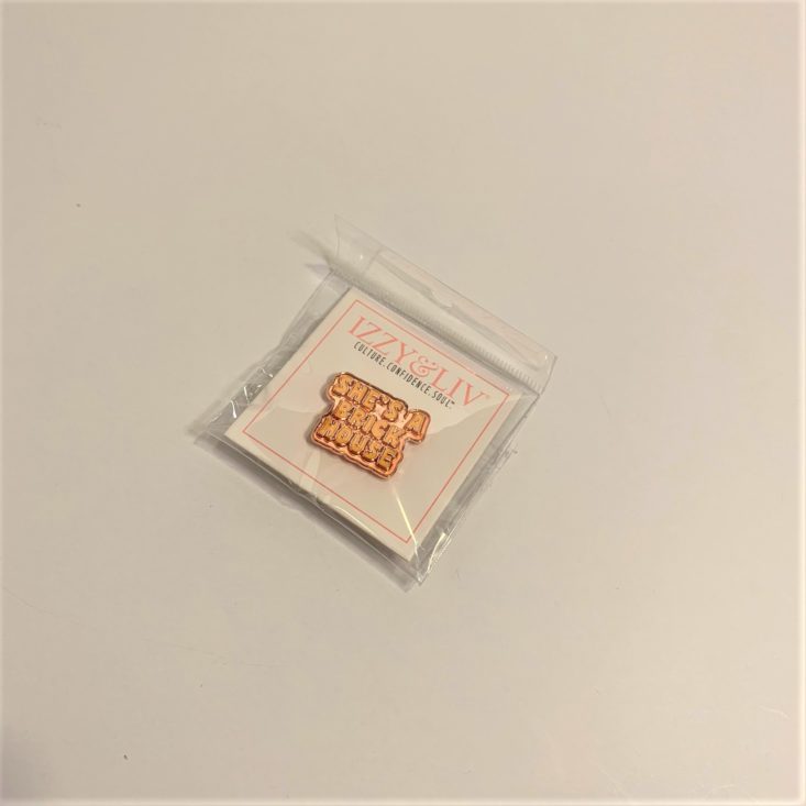 Brown Sugar Box Review February 2019 - “She’s a Brick House” Enamel Pin Package Front Top