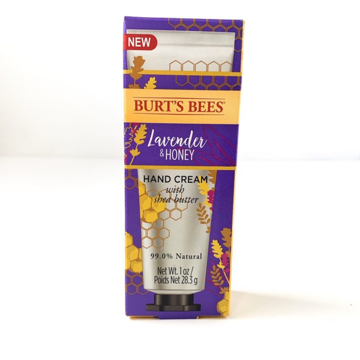 Burt’s Bees Burt’s Box Review March 2019 - Lavender & Honey Hand Cream Box Front