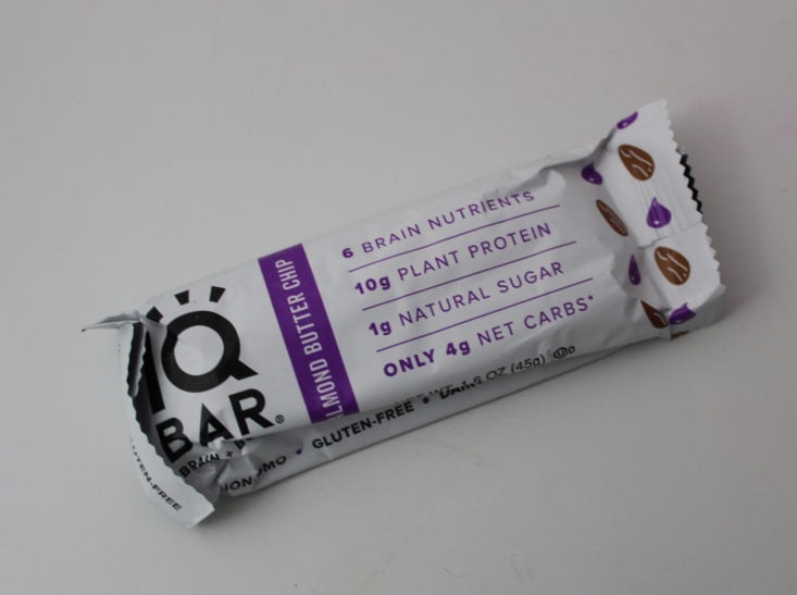 Clean Fit Box March 2019 - IQ Bar Almond Butter Chip Package Front