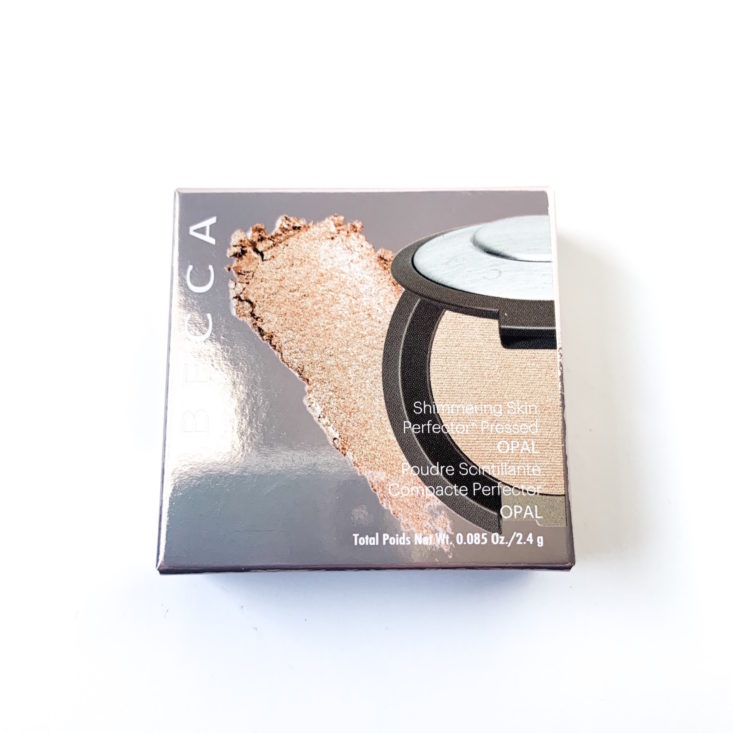 Derma E Ydelays Ultra Favs Box Review March 2019 -Becca Cosmetics Shimmering Skin Perfector Pressed Powder in Opal Box Top