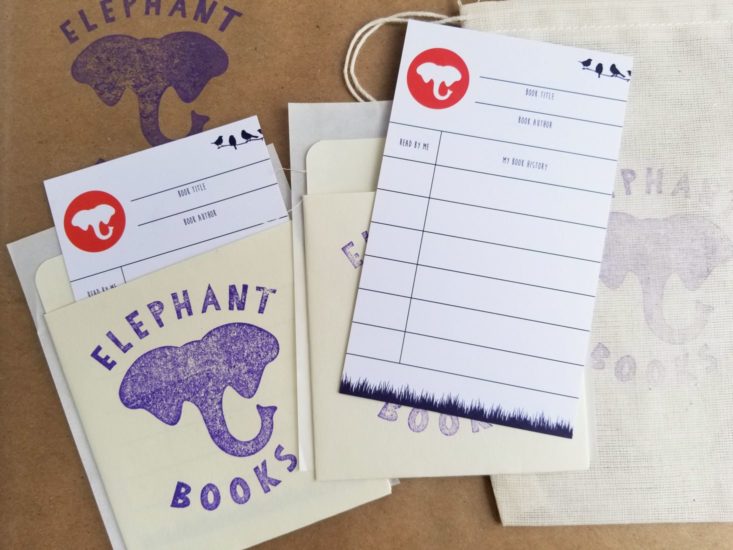 Elephant Books March 2019 library cards